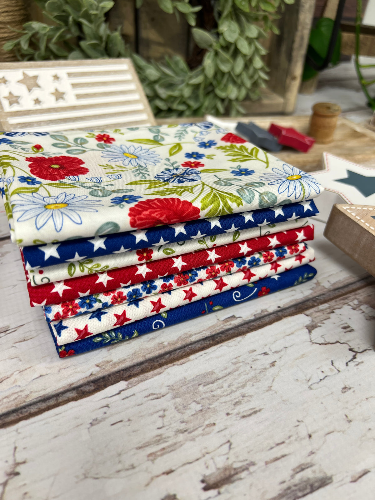Red, White, and Bloom by Deb Strain for Moda Fabrics - 7 Piece Fat Quarter Bundle