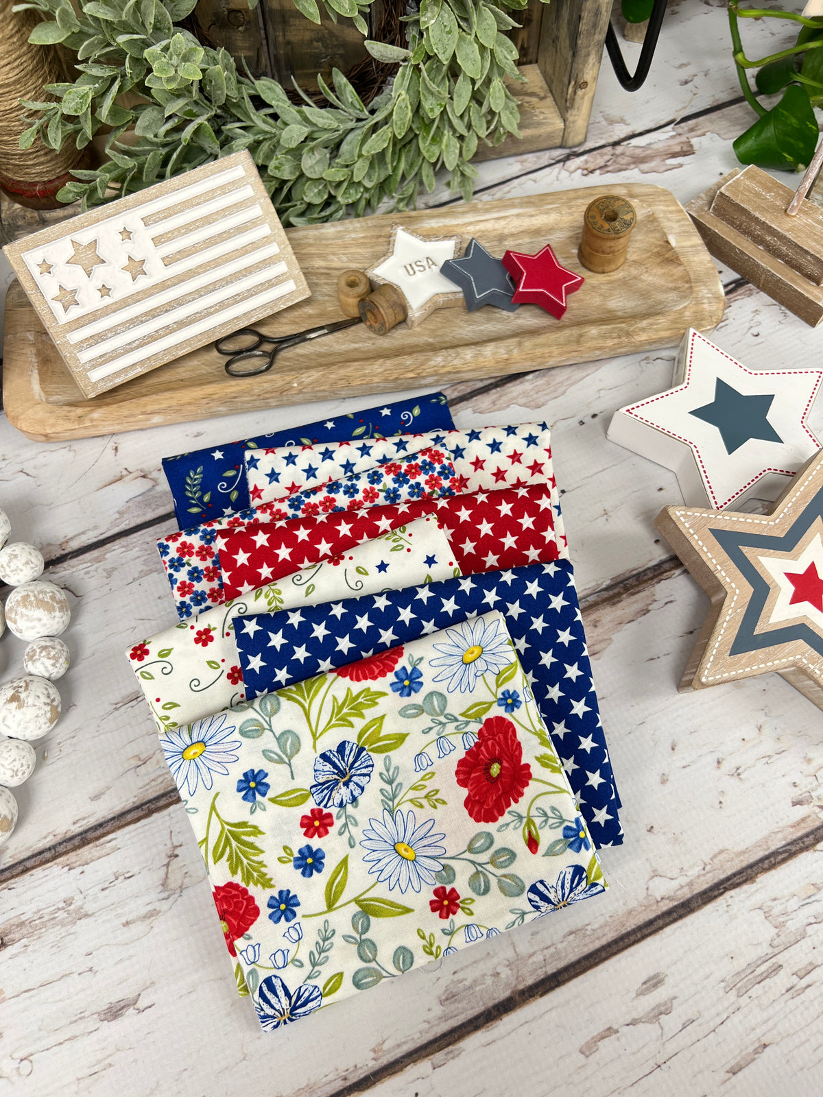 Red, White, and Bloom by Deb Strain for Moda Fabrics - 7 Piece Fat Quarter Bundle