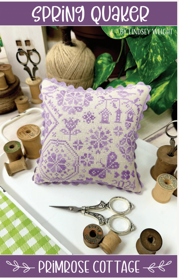 Spring Quaker Cross Stitch by Lindsey Weight of Primrose Cottage - PAP