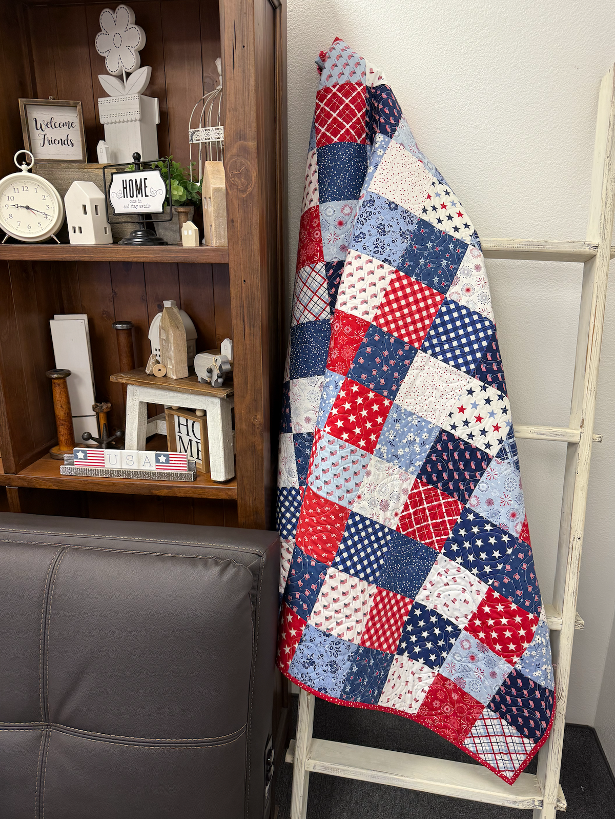 Patriotic Patchwork Quilt Kit Using Assorted Fabrics Hand Picked by Primrose Cottage