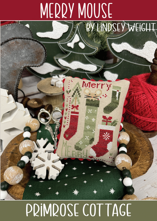 Merry Mouse Cross Stitch by Lindsey Weight of Primrose Cottage - PAPER