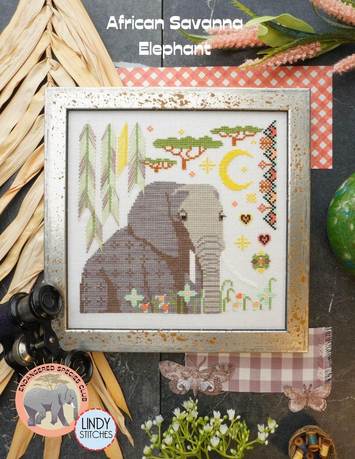 African Savanna Elephant Cross Stitch by Lindy Stitches - PAPER PATTERN