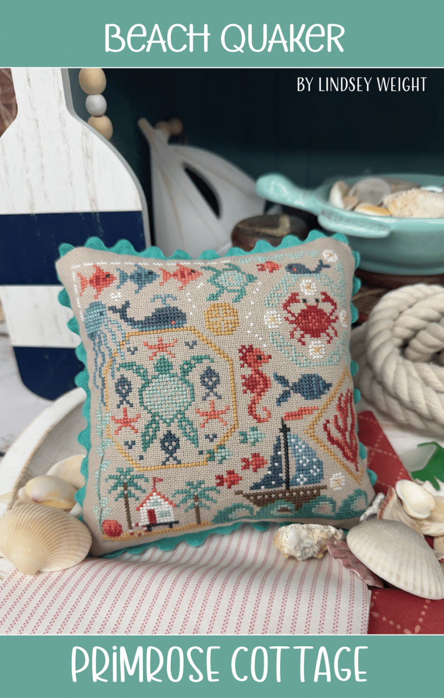 Beach Quaker Cross Stitch by Lindsey Weight of Primrose Cottage - PAPER Pattern
