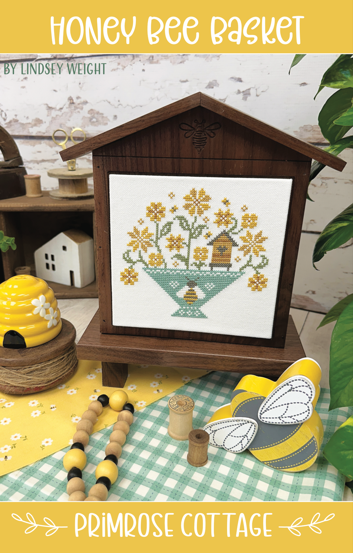 Honey Bee Basket Cross Stitch by Lindsey Weight of Primrose Cottage Stitches - PDF Pattern