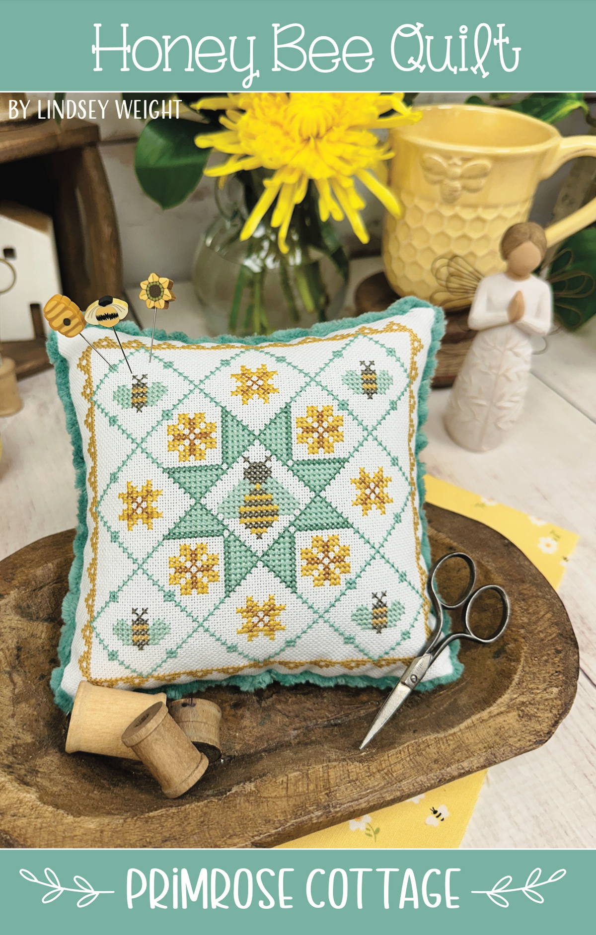 Honey Bee Quilt Cross Stitch by Lindsey Weight of Primrose Cottage Stitches - PDF Pattern