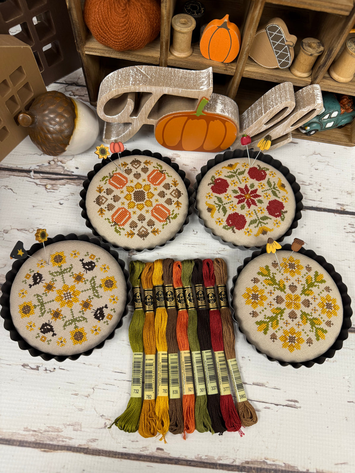 Garden Variety Floss Pack Only for Apple, Corn, Pumpkin , and Sunflower by Lindsey Weight of Primrose Cottage