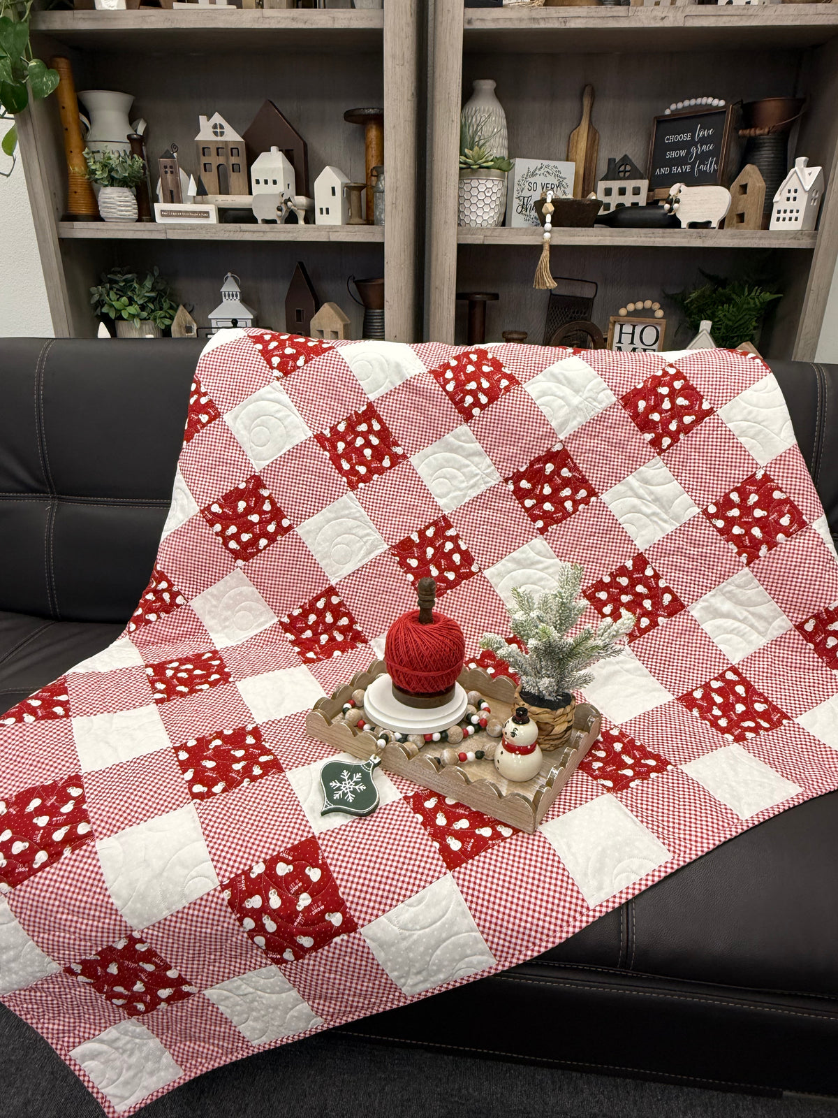 Christmas Gingham Patchwork Backing ONLY