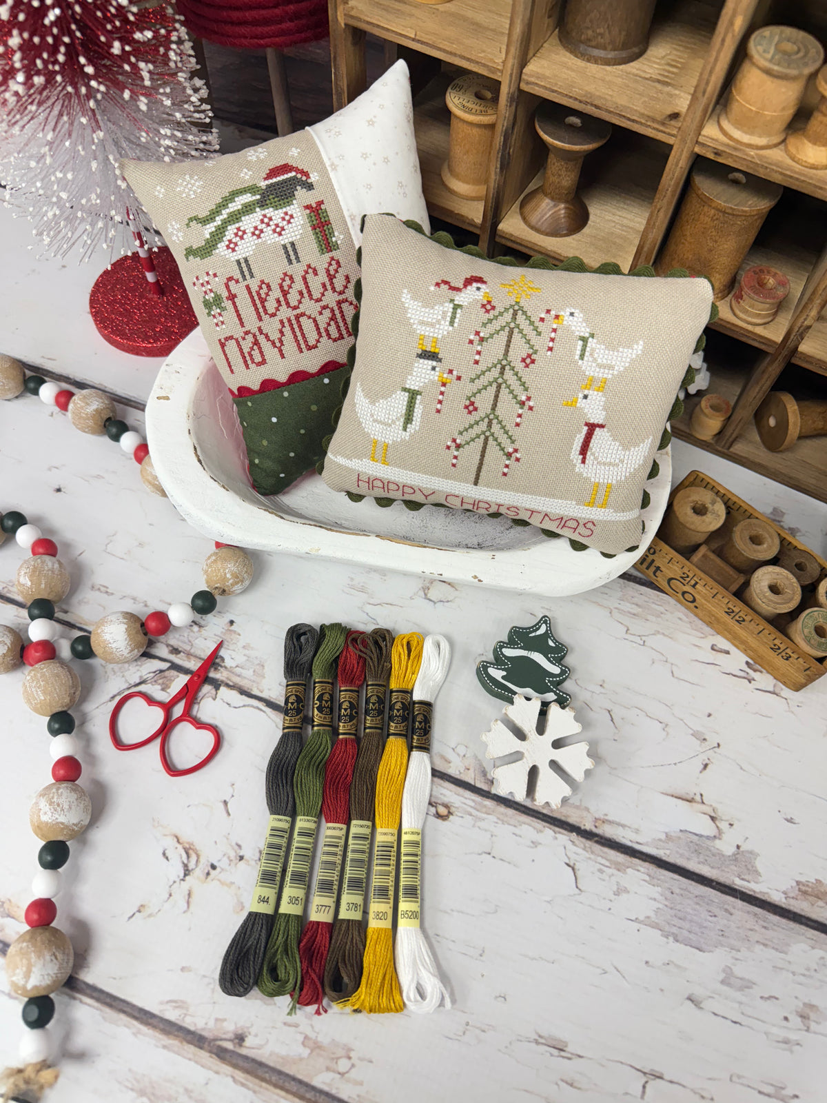 Fleece Navidad & Happy Christmas Geese Floss Pack ONLY by Primrose Cottage