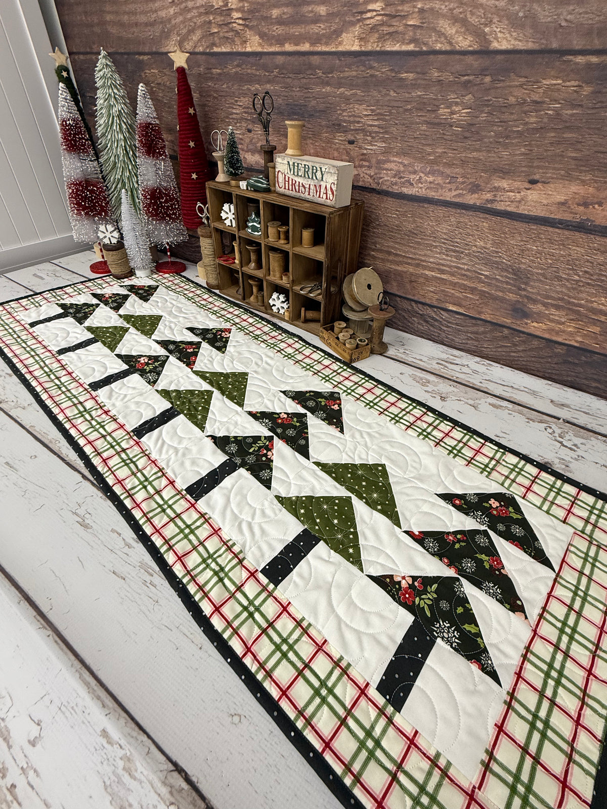 Farmhouse Trees Table Runner Quilt Kit using Hand Picked Fabrics by Primrose Cottage