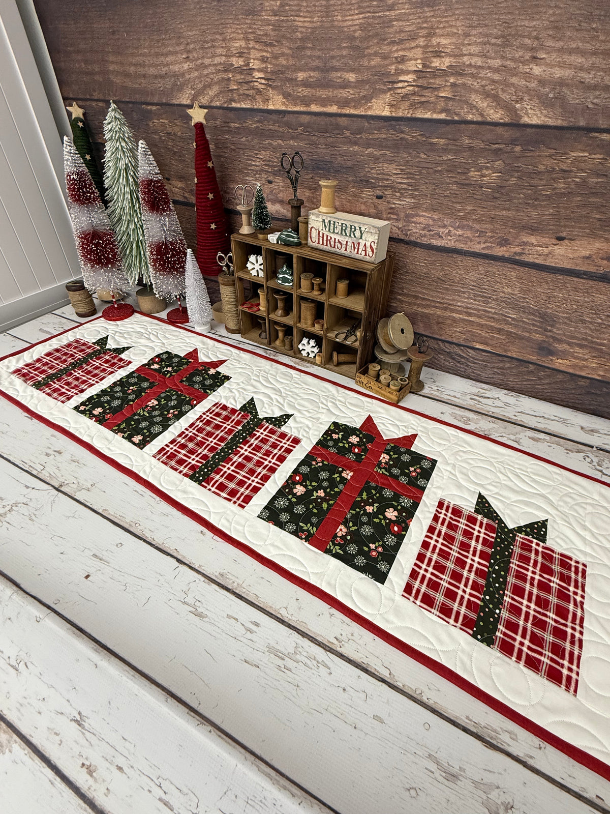 Christmas Present Table Runner Quilt Kit using Hand-Picked Fabrics by Primrose Cottage