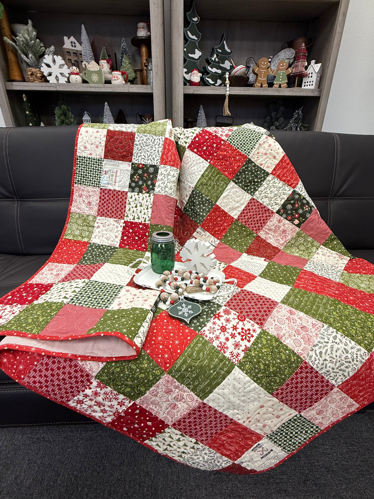 Christmas Patchwork Quilt Kit using Hand-Picked Fabrics by Primrose Cottage