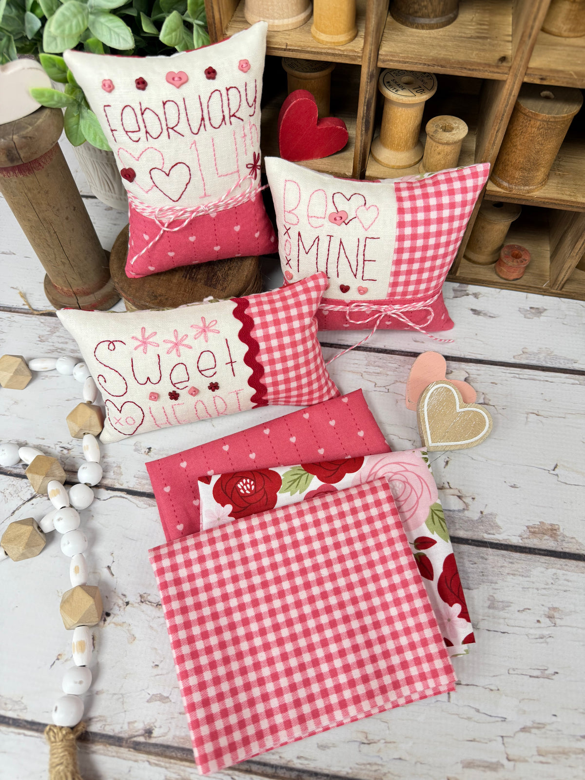 Valentine's Day Trio Embroidery Finishing Kit Only By Primrose Cottage