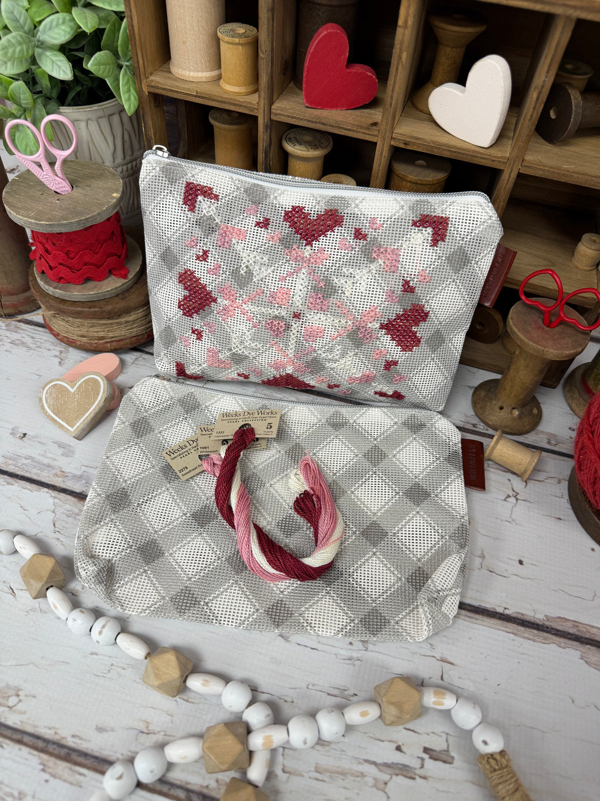 February 12 Monthly Mini Bag Finishing Kit/Floss Pack From 12 Monthly Minis by Lindsey Weight of Primrose Cottage