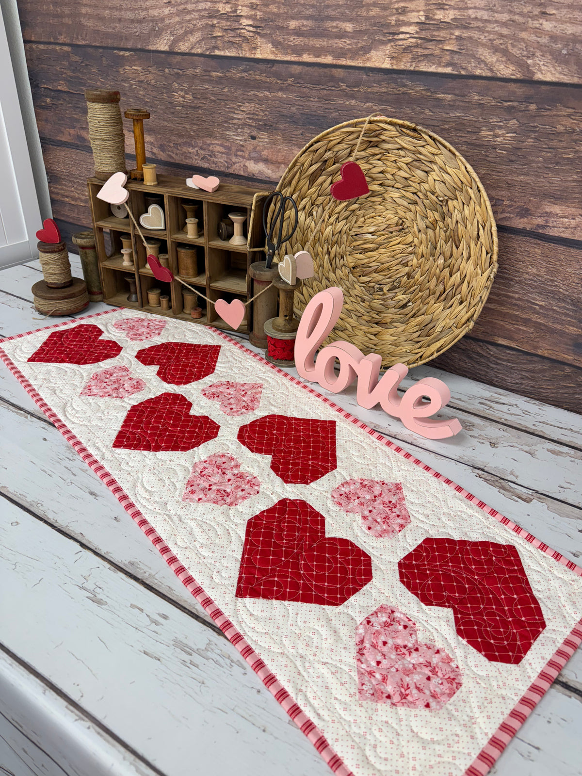 Falling in Love Table Runner using Letters to Cupid by My Minds Eye for Riley Blake Designs