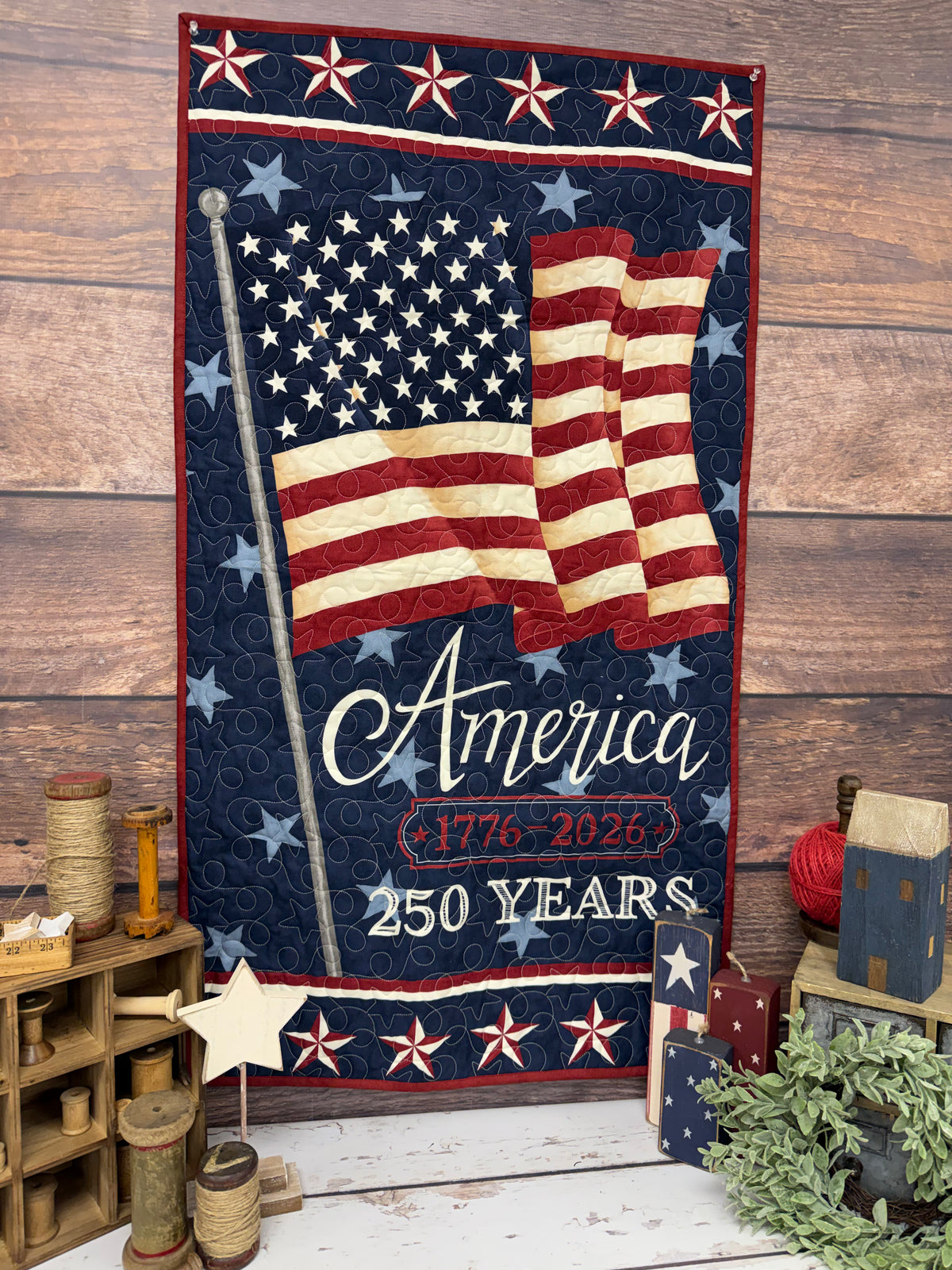 America 250 Years Panel Blue Quilt Kit by Deb Strain for Moda Fabrics