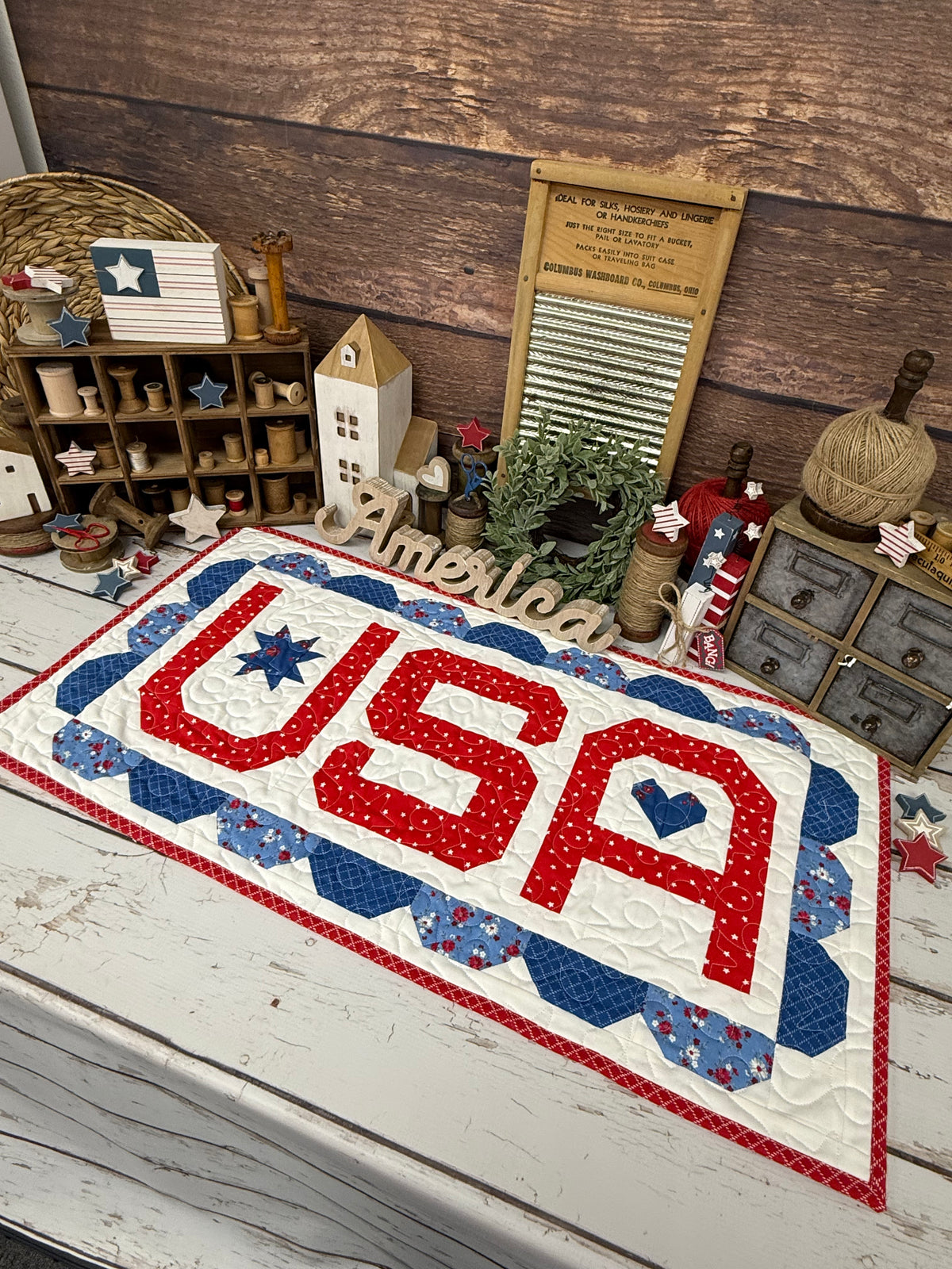 USA Quilt Kit Using Assorted Fabrics Hand Picked by Primrose Cottage