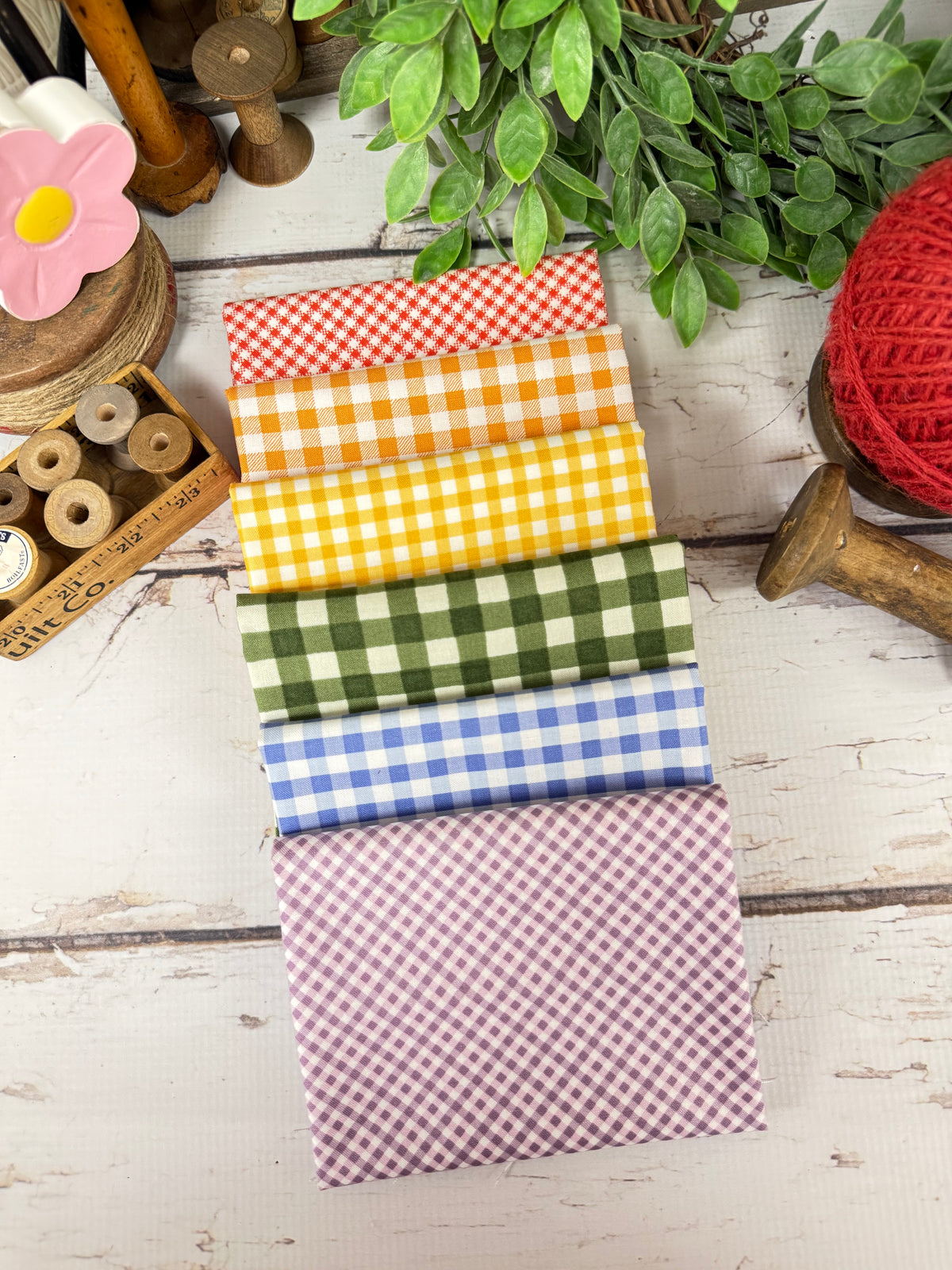 Rainbow Gingham Dreams Curated by Primrose Cottage - 6 Piece Fat Quarter Bundle