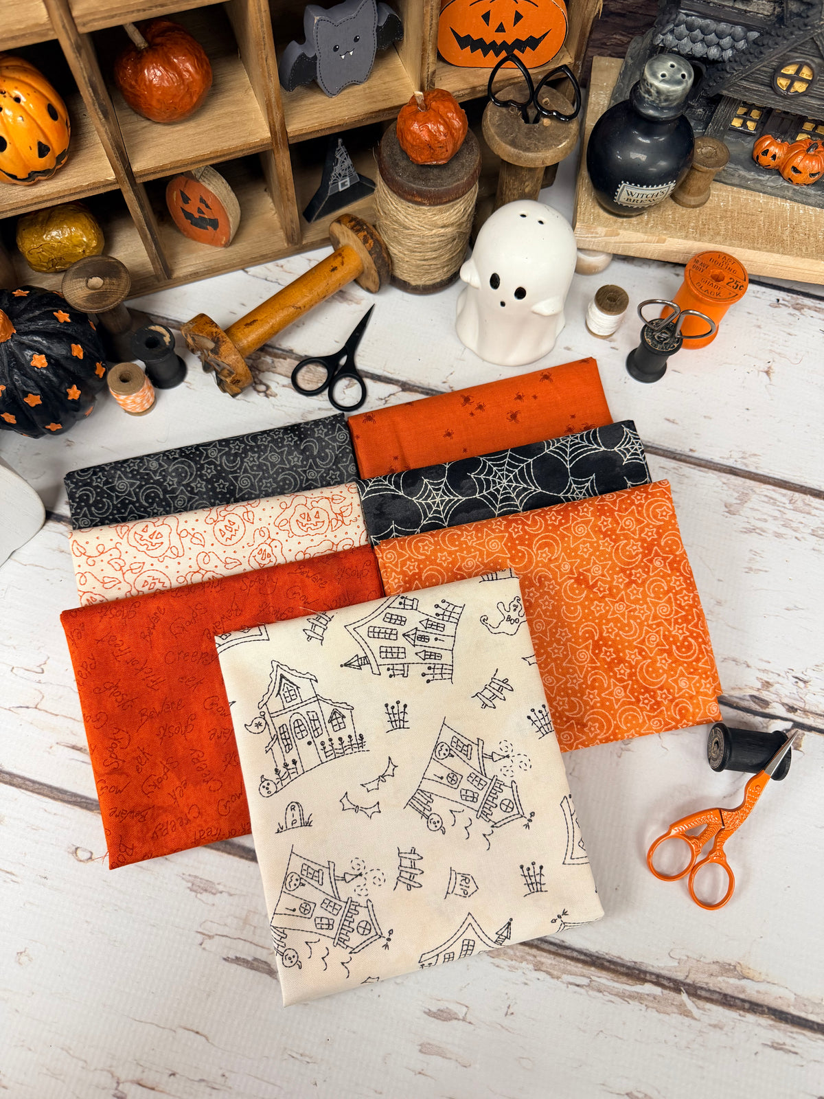 Spooky Stitches by Maywood Studio - 7 Piece Fat Quarter Bundle