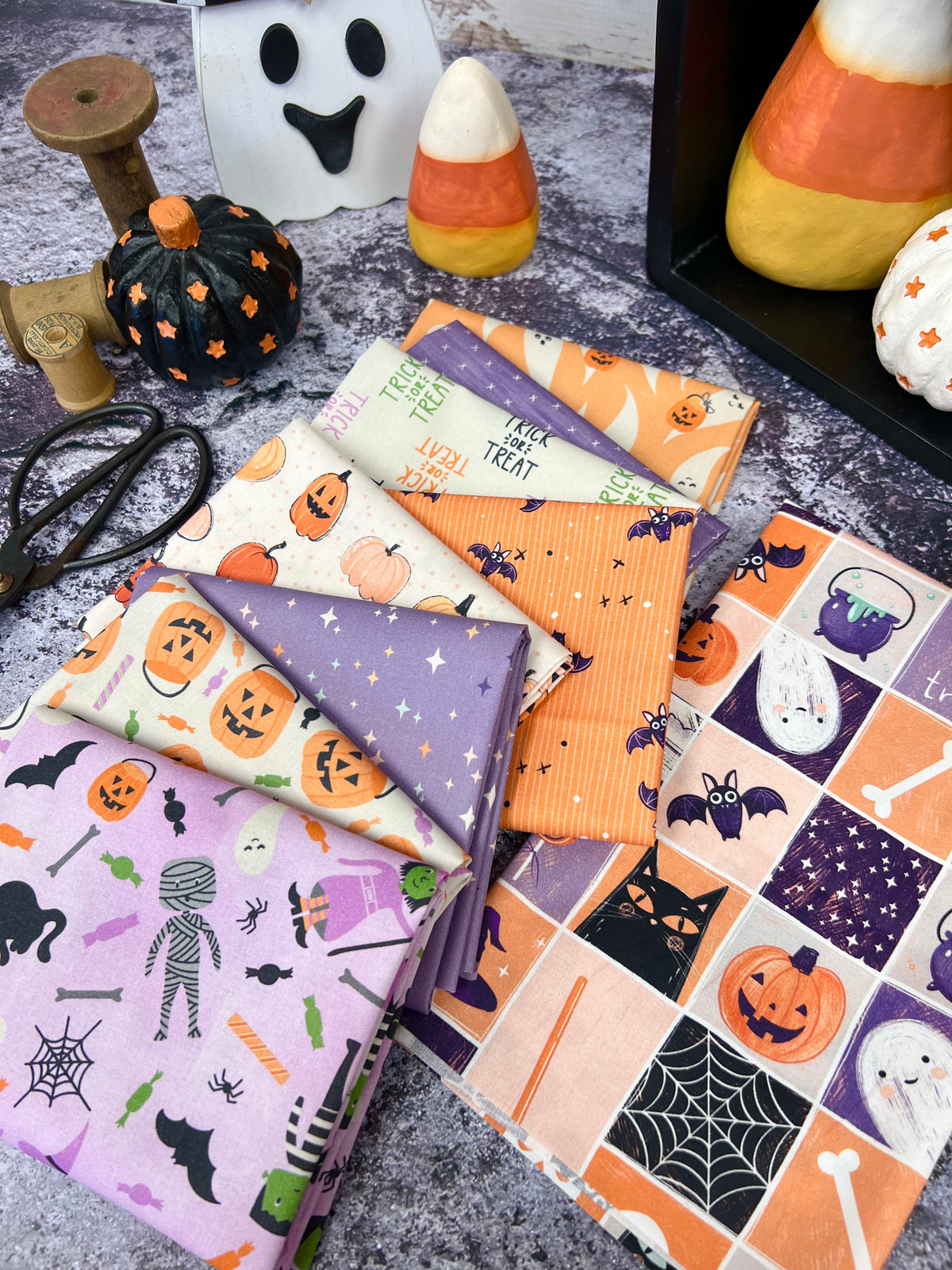 Ticks &amp; Treats &amp; Starlight Spooks Fabrics by Paintbrush Studio Fabrics 9 Fat Quarters FQB-187