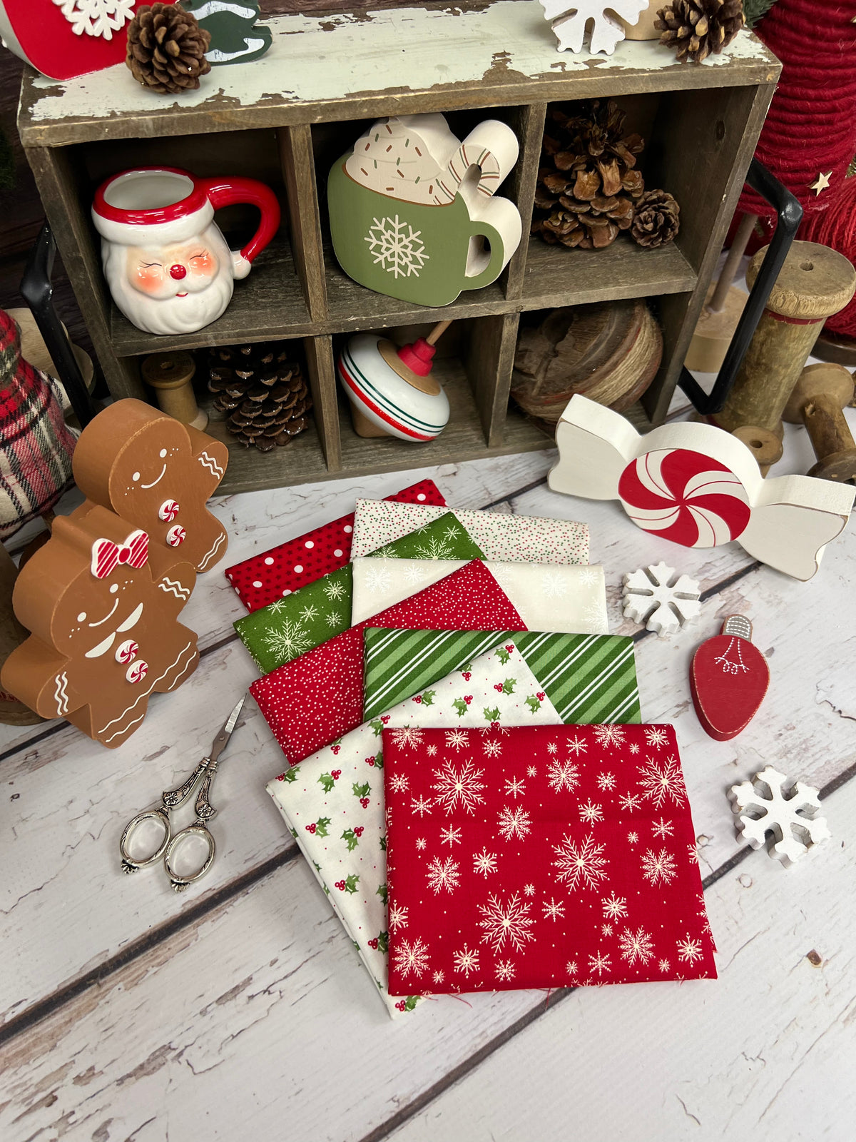 Holly Jolly Christmas Fat Quarter Bundle Curated by Primrose Cottage - 8 Fat Quarters FQB-202