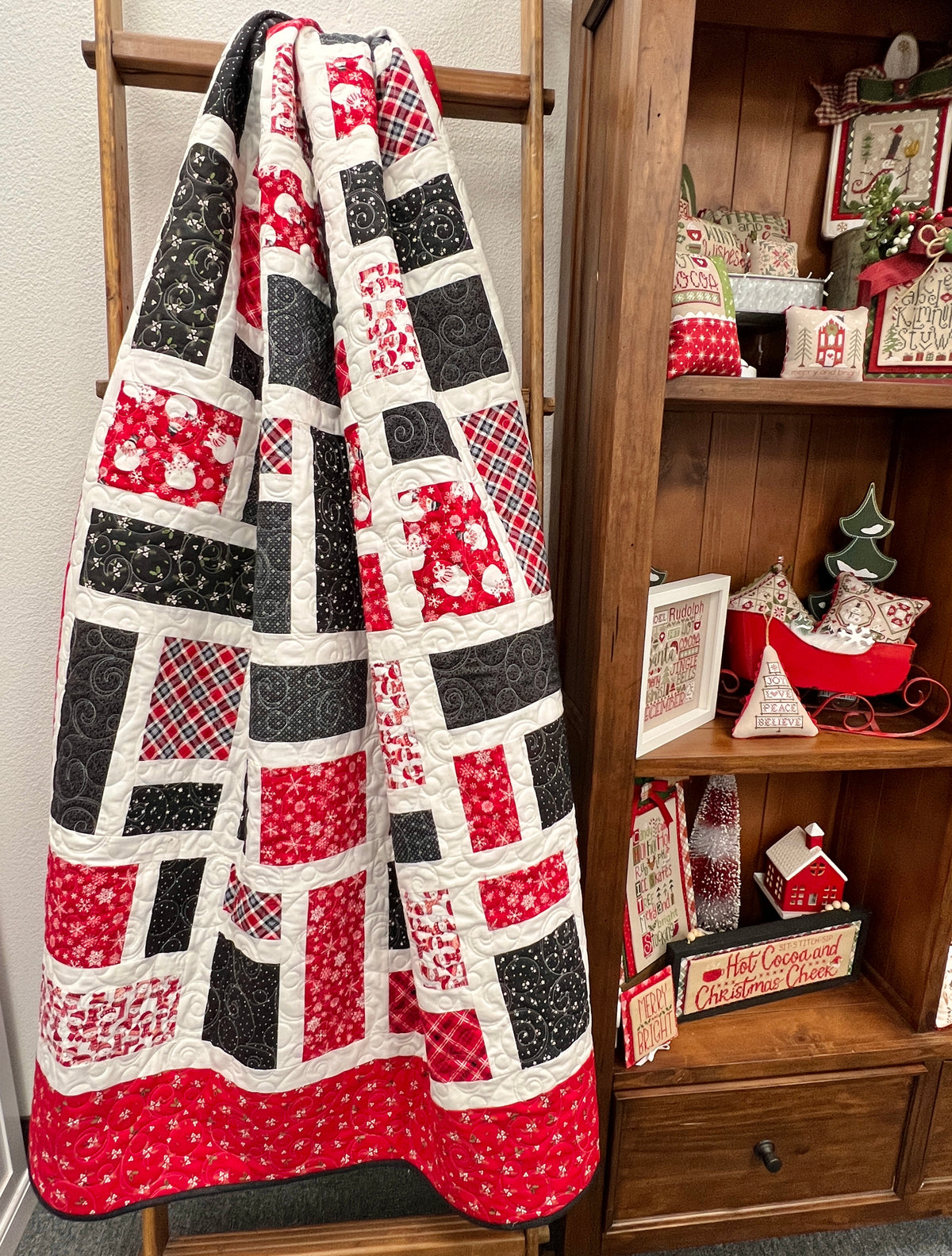 Christmas Brickwork Quilt Kit Using Assorted Fabrics Picked by Lindsey Weight - Purchase Pattern Separately Qk-136