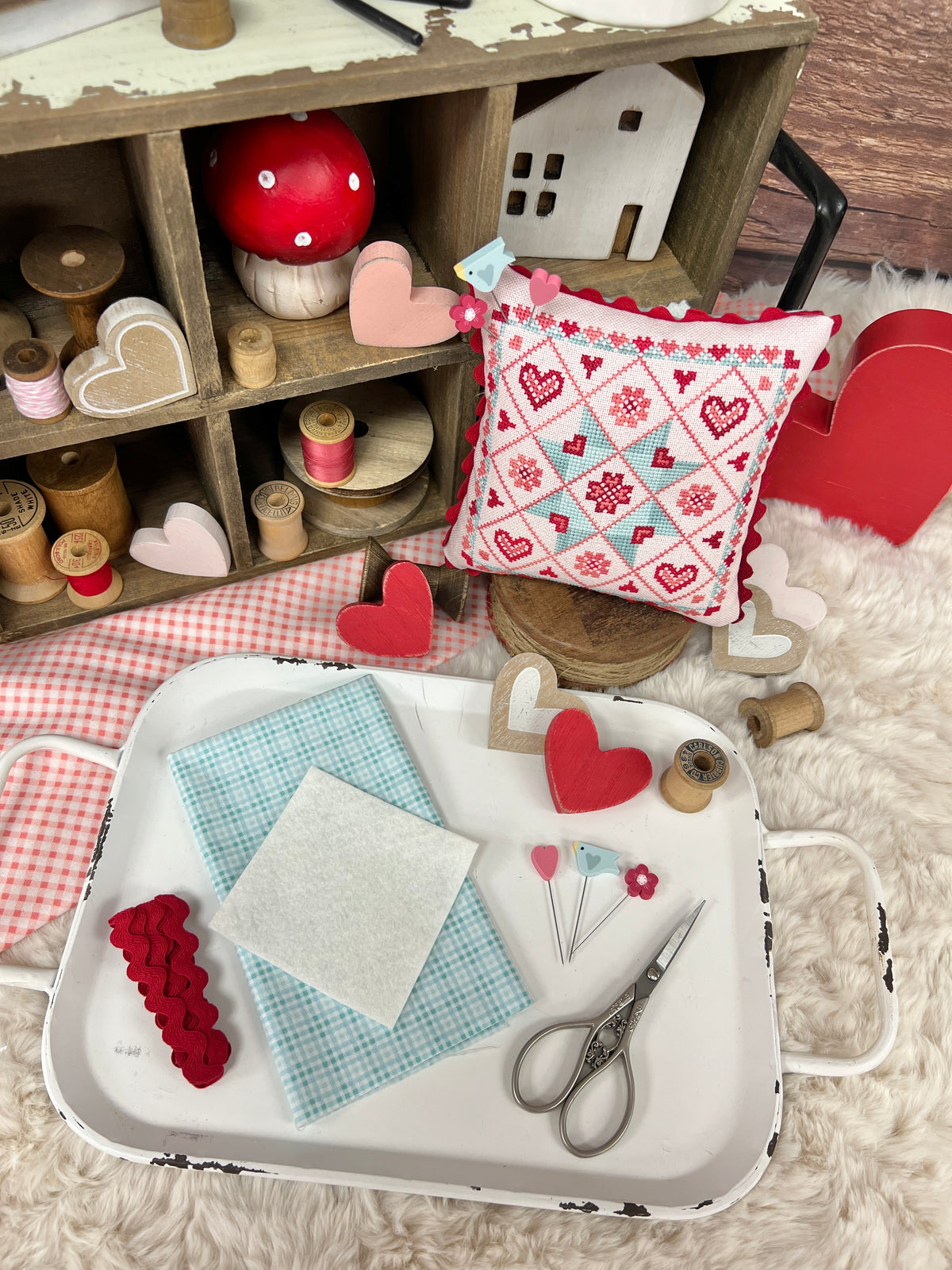 Valentine&#39;s Day Quilt Finishing kit ONLY by Lindsey Wight of Primrose Cottage