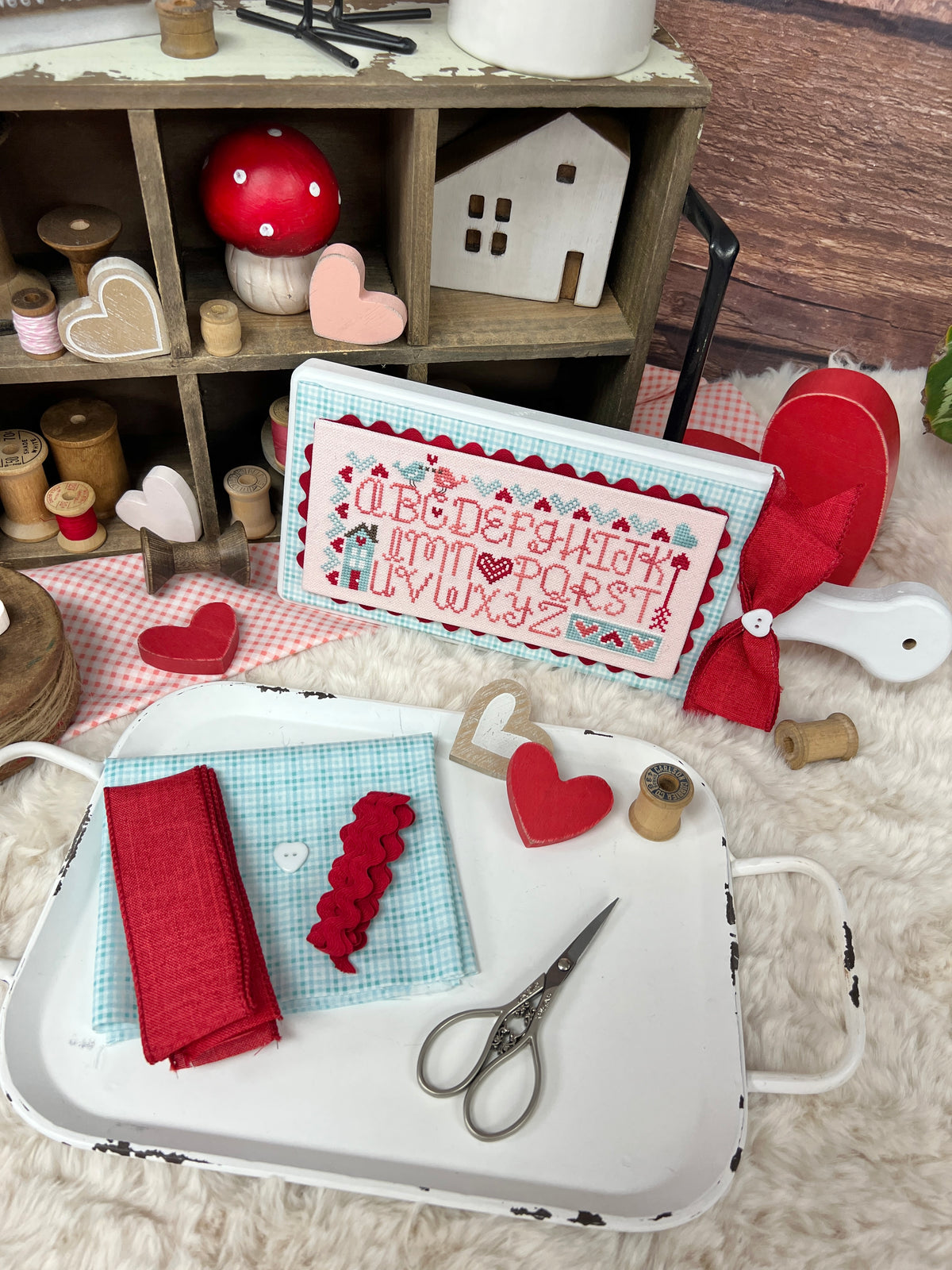 Valentine&#39;s Day Alphabet Finishing kit ONLY by Lindsey Wight of Primrose Cottage