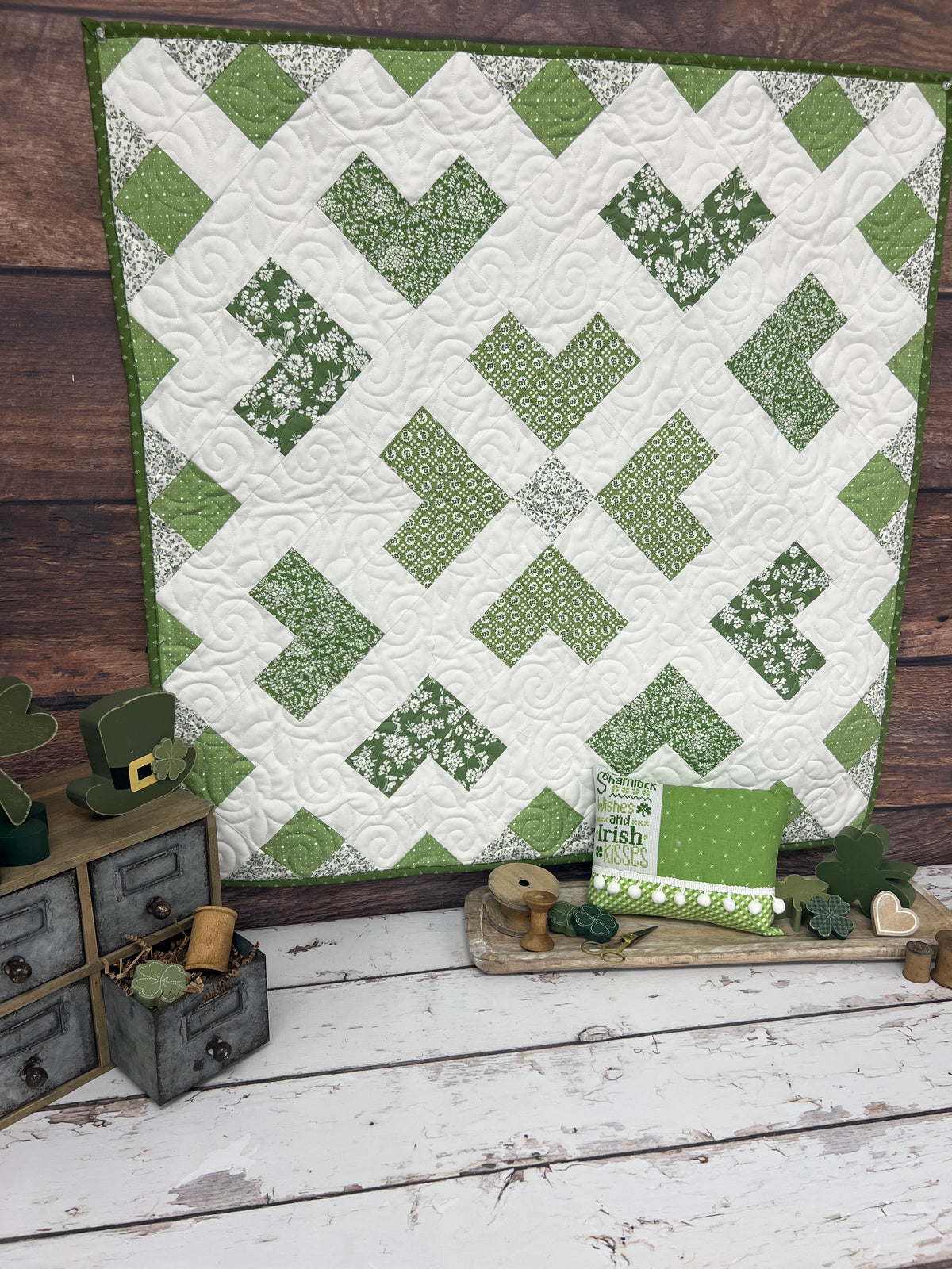 Lovely Lattice Quilt Kit Using Greens Picked by Primrose Cottage