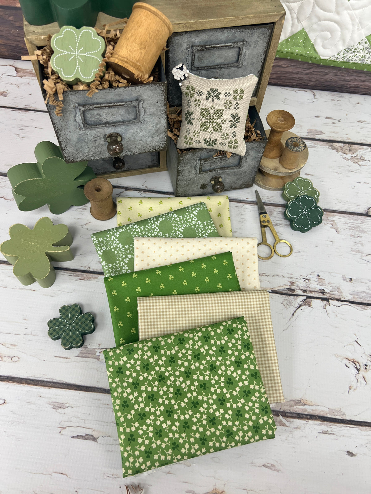 Four Leaf Clover Bundle Curated by Primrose Cottage - 6 Piece Fat Quarter Bundle