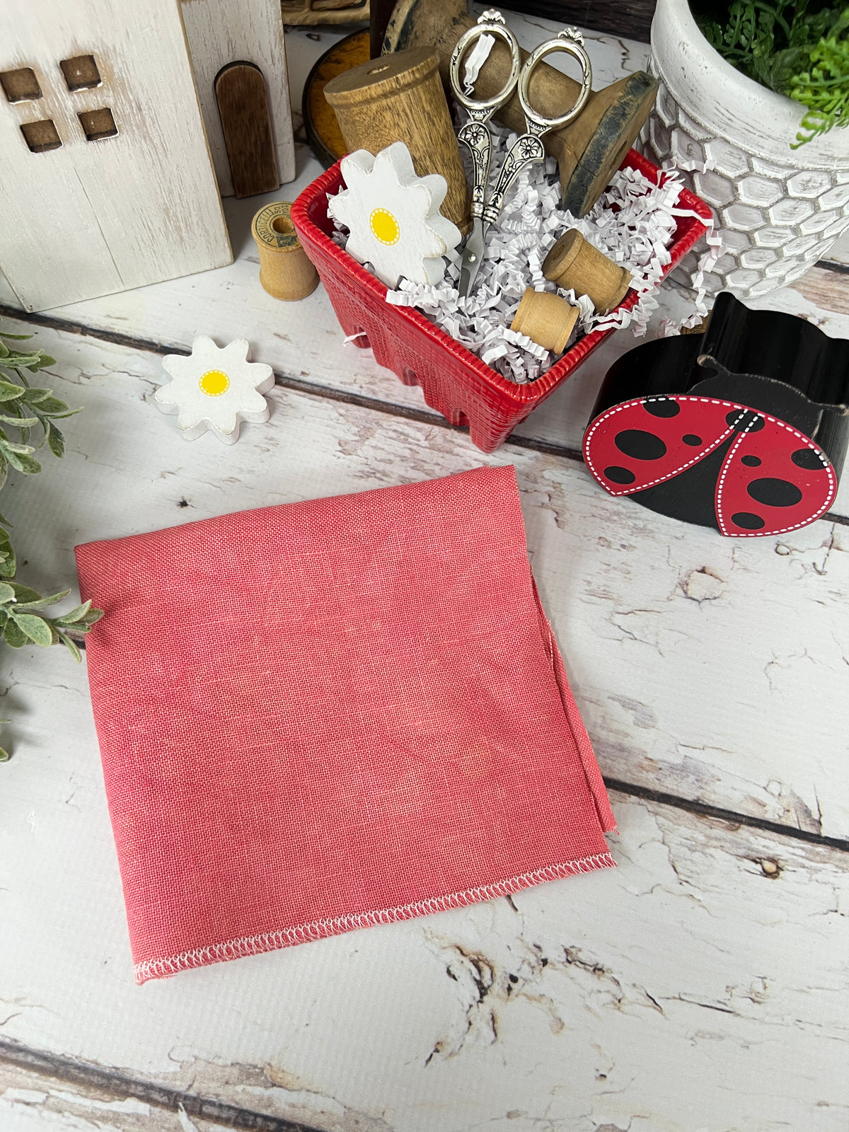 Pomegranate - Hand Dyed by Fabrics by Steph - Select Option 16 Count Aida or 32 Count Linen