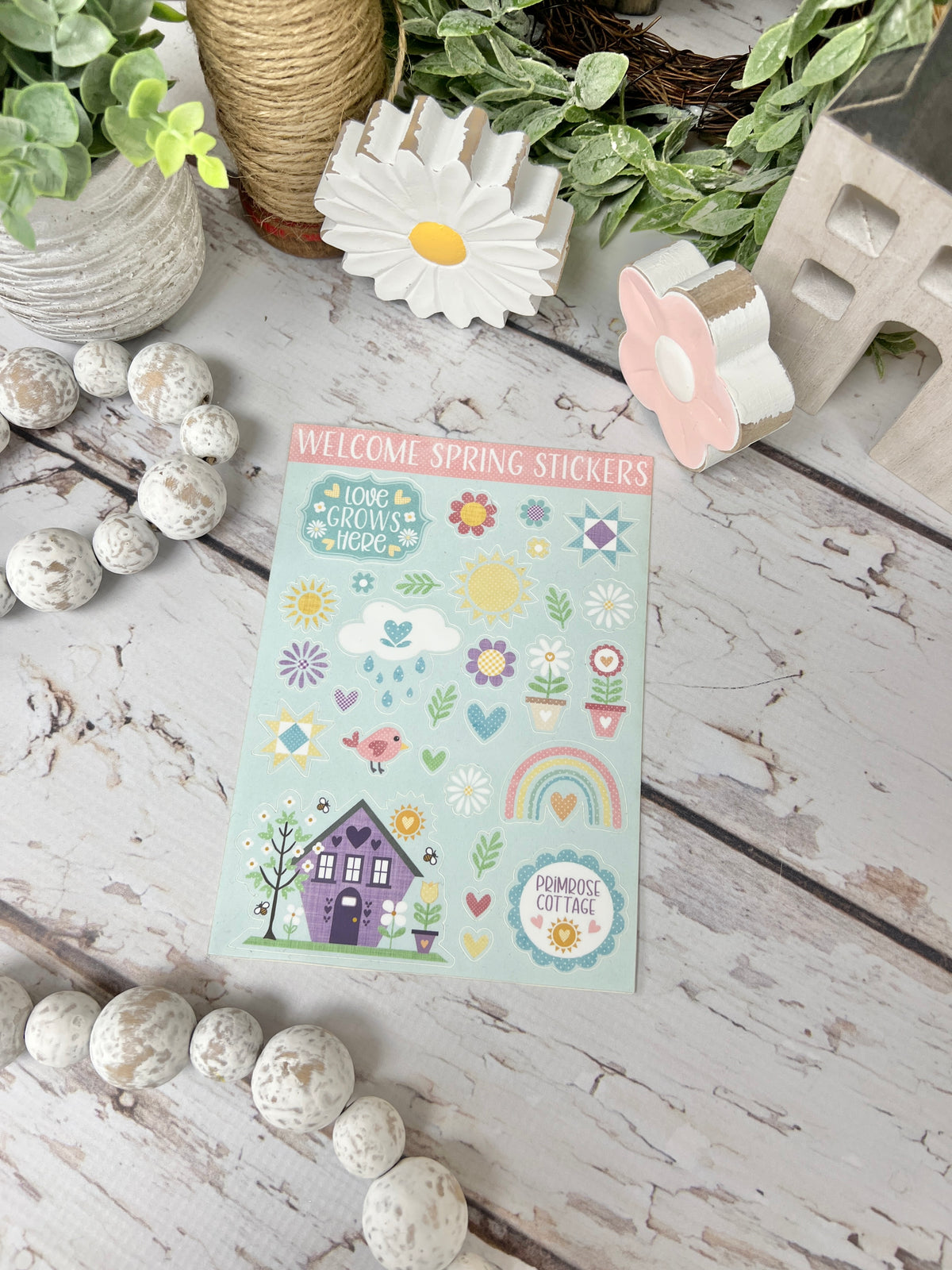 Welcome Spring Stickers -  by Lindsey Weight of Primrose Cottage