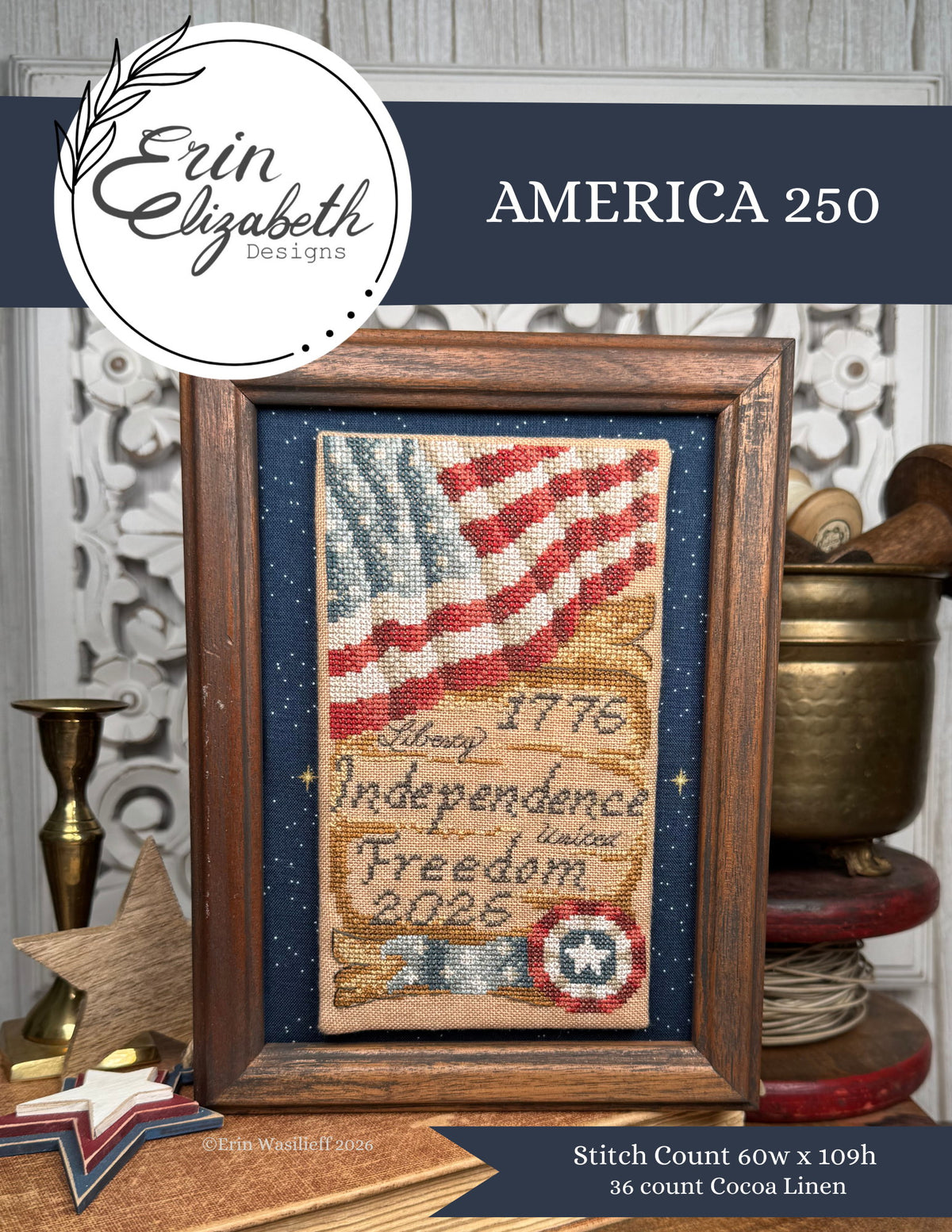 America 250 Cross Stitch by Erin Elizabeth - Paper Pattern