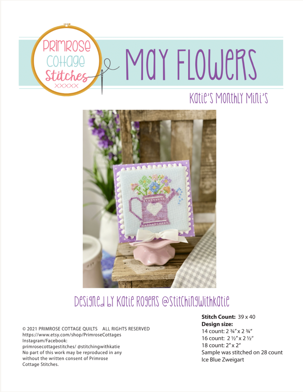 May Flowers Cross Stitch by Katie Rogers of Primrose Cottage Stitches - PDF Pattern