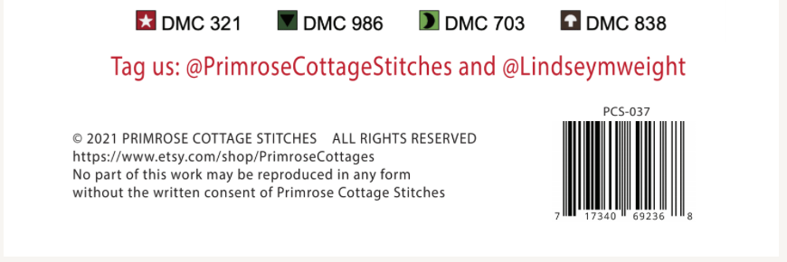 Jingle All The Way Christmas Stamp by Lindsey Weight of Primrose Cottage Stitches  - PDF Pattern