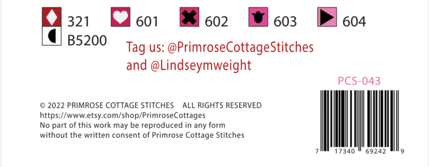 Be Mine Valentine Cross Stitch by Lindsey Weight of Primrose Cottage Stitches - PDF Pattern