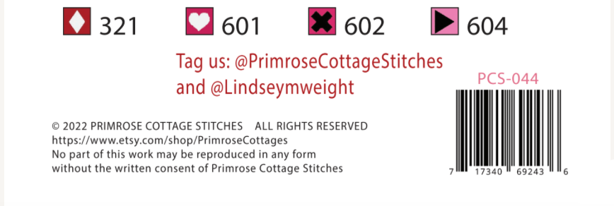 February 14th  Valentine Cross Stitch by Lindsey Weight of Primrose Cottage Stitches - PDF Pattern