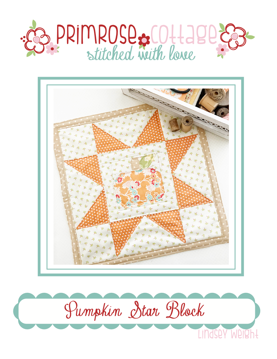 Pumpkin in a Star Block by Lindsey Weight of Primrose Cottage Quilts - Quilt PDF Pattern