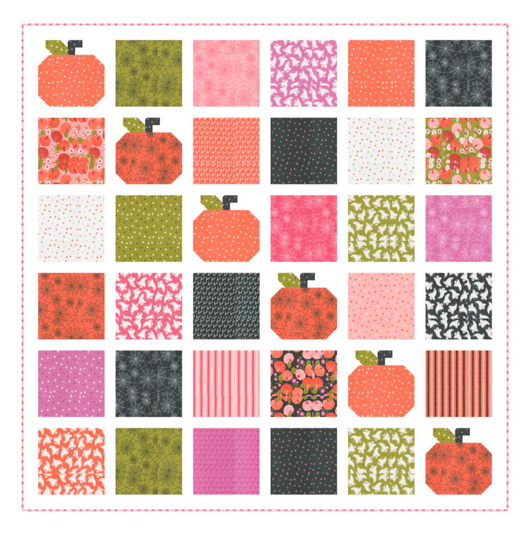 Pumpkin Patch Quilt Kit Using Hey Boo by Lella Botique of Moda Fabrics- Pattern Sold Separately QK-101