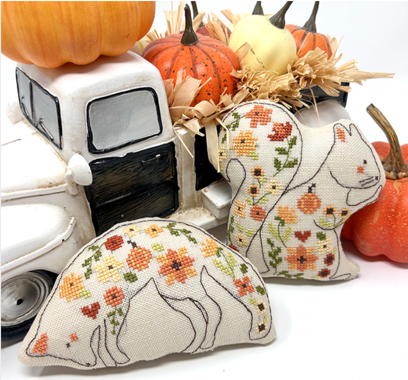 Autumn Animal Pillows Cross Stitch by Tiny Modernist- Paper Pattern