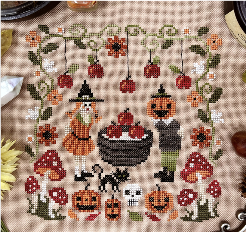 Bobbing for Apples Cross Stitch by Tiny Modernist- Paper Pattern