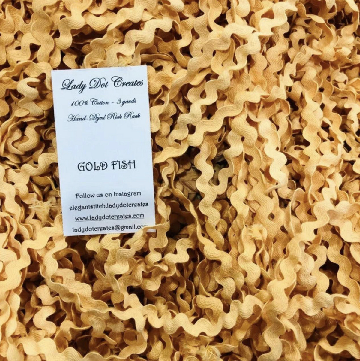 Hand Dyed Ric Rac Ric Rac Trim - Goldfish Hand-Dyed 100% Cotton Half Inch by Lady Dot Cr ...