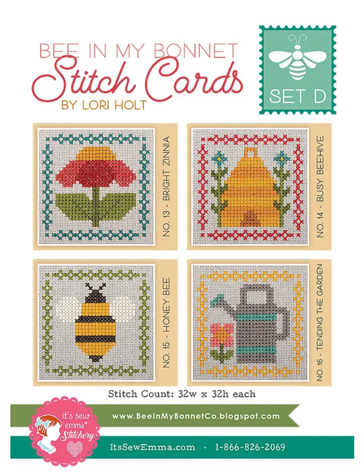 Bee In My Bonnet Stitch Card Set D by Lori Holt Paper Pattern