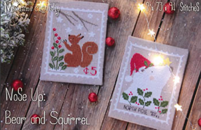 Bear and Squirrel Cross Stitch by Madame Chantilly Paper Pattern