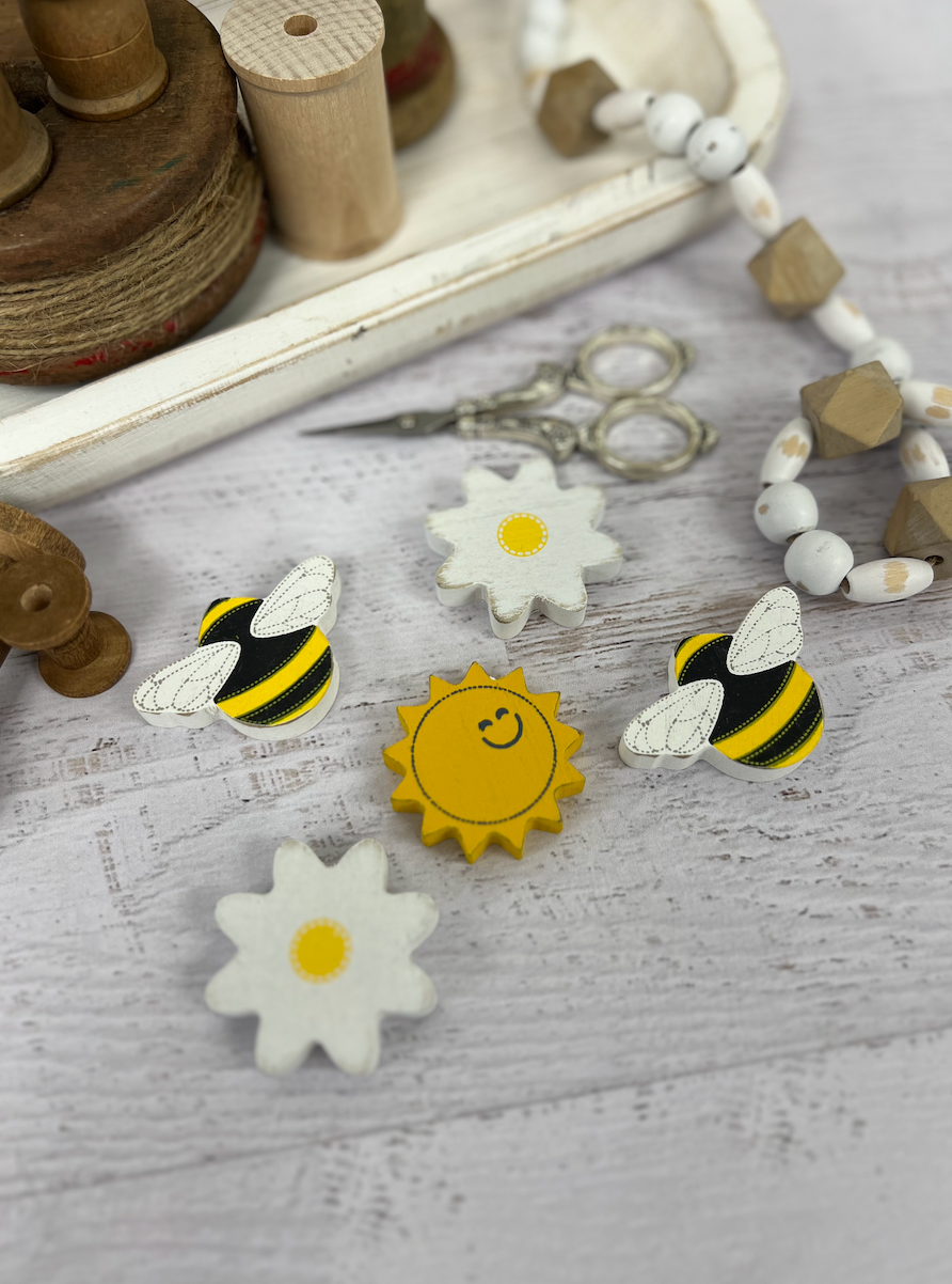 Bees | Sun | Daisy wood shapes set of five Wood Cutout