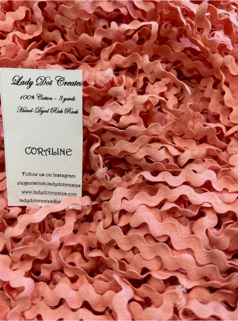 Ric Rac Trim -  Coraline  Hand-Dyed 100% Cotton Half Inch by Lady Dot Creates