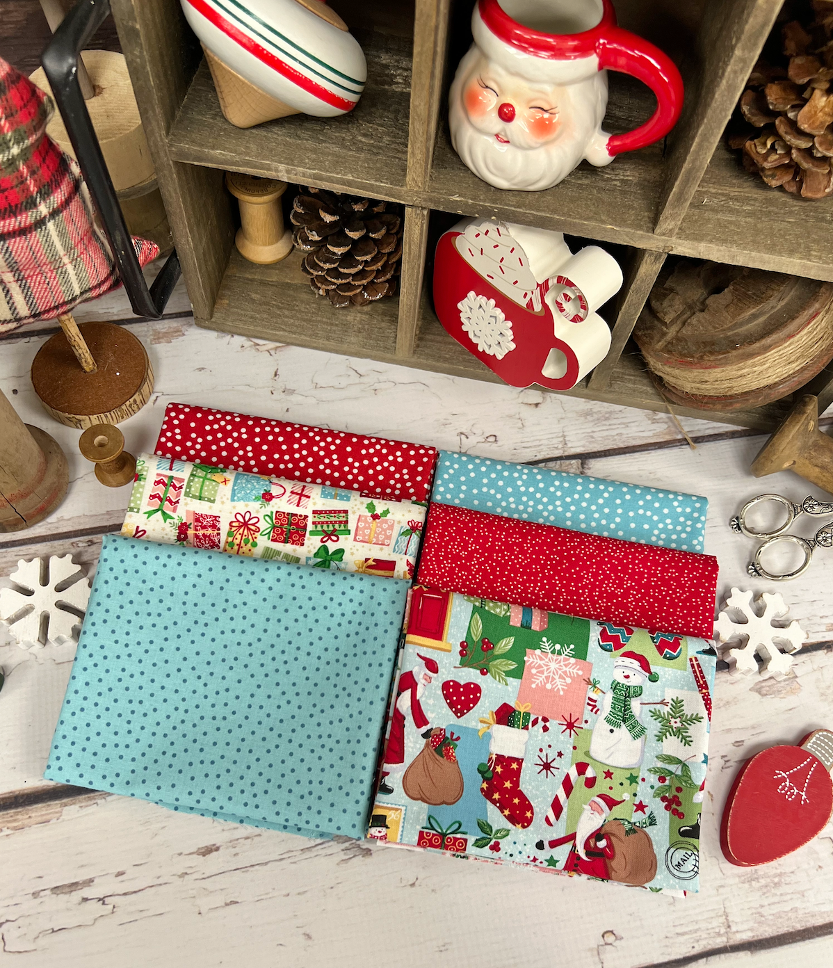 Christmas Wishes Fat Quarter Bundle Curated by Primrose Cottage - 6 Fat Quarters FQB-199