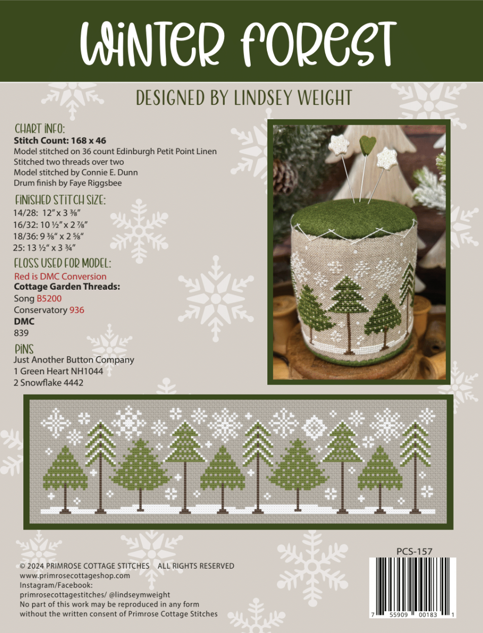 Winter Forest Cross Stitch by Lindsey Weight of Primrose Cottage - PAPER Pattern