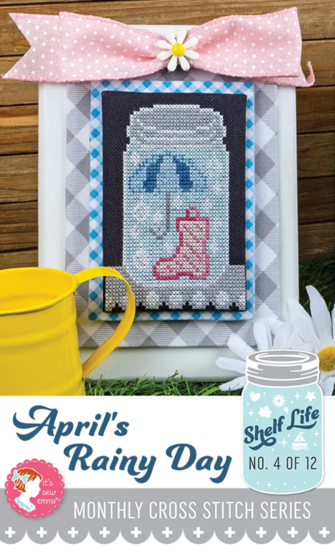 April&#39;s Rainy Day Shelf Life Cross Stitch by It&#39;s Sew Emma - Paper Pattern