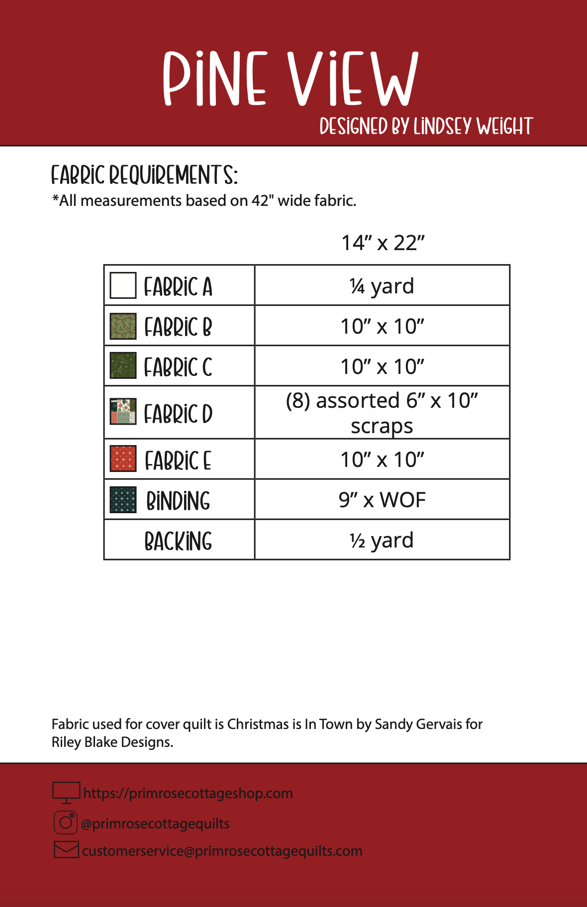 Pine View - by Lindsey Weight of Primrose Cottage Quilts - Quilt PDF Pattern