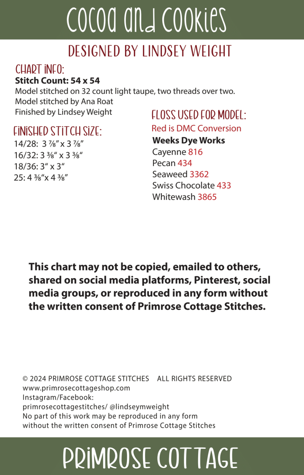 Cocoa and Cookies by Lindsey Weight of Primrose Cottage - PDF Pattern cocoa-and-cookies-by-lindsey-weight-of-primrose-cottage-pdf-pattern